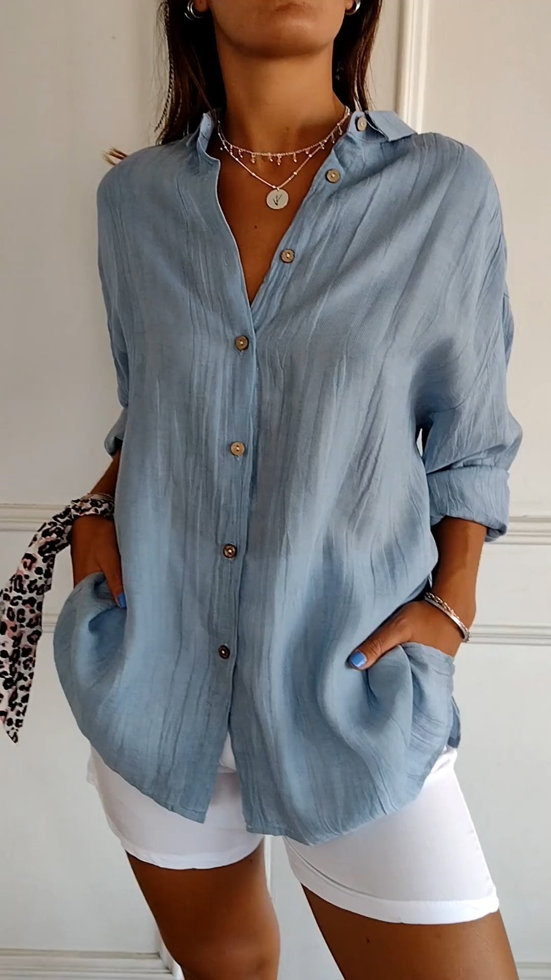 Payton Collection | Women's Shirt with Soft Crinkle Fabric | Relaxed Fit for Effortless Style