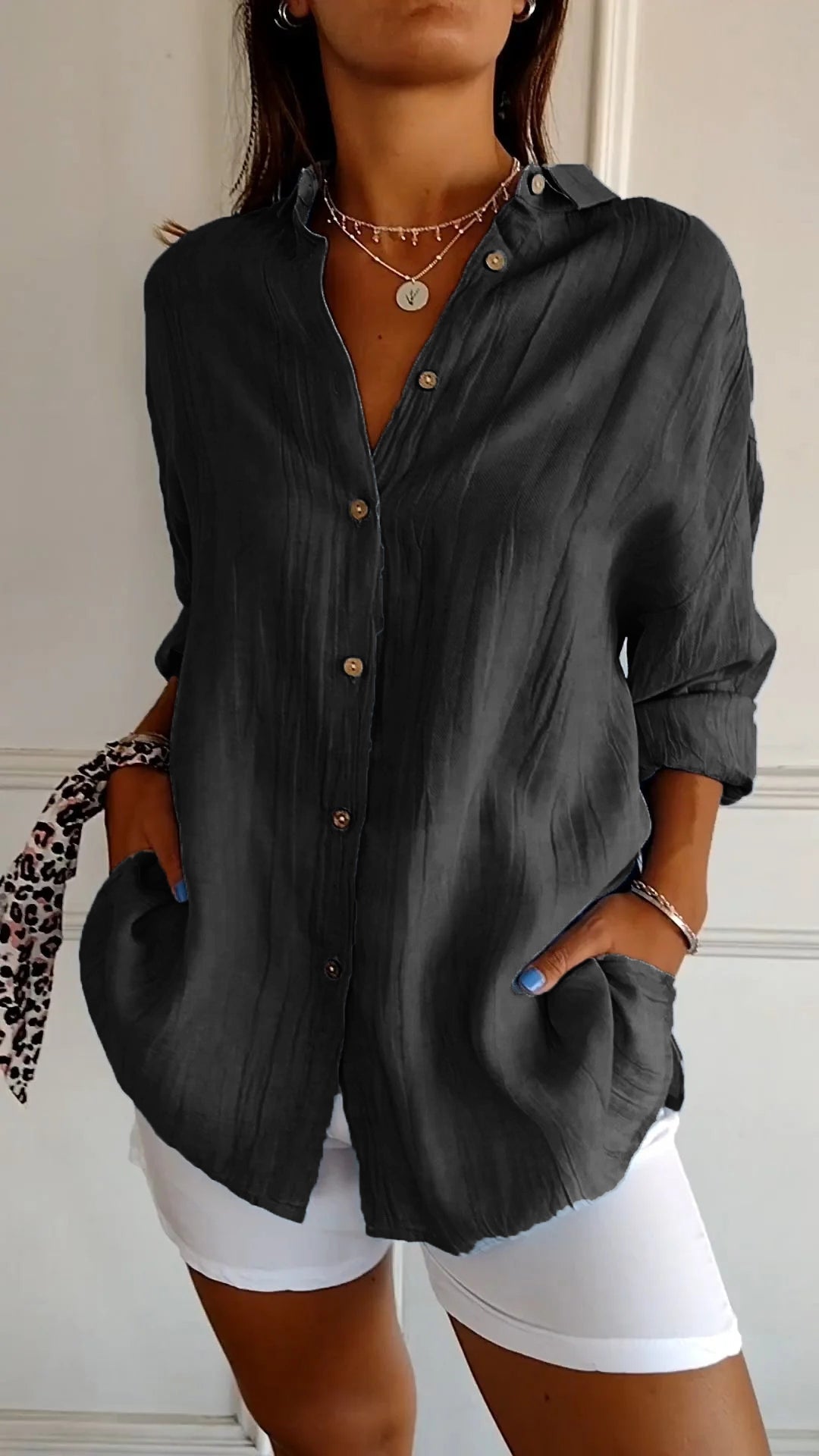 Payton Collection | Women's Shirt with Soft Crinkle Fabric | Relaxed Fit for Effortless Style