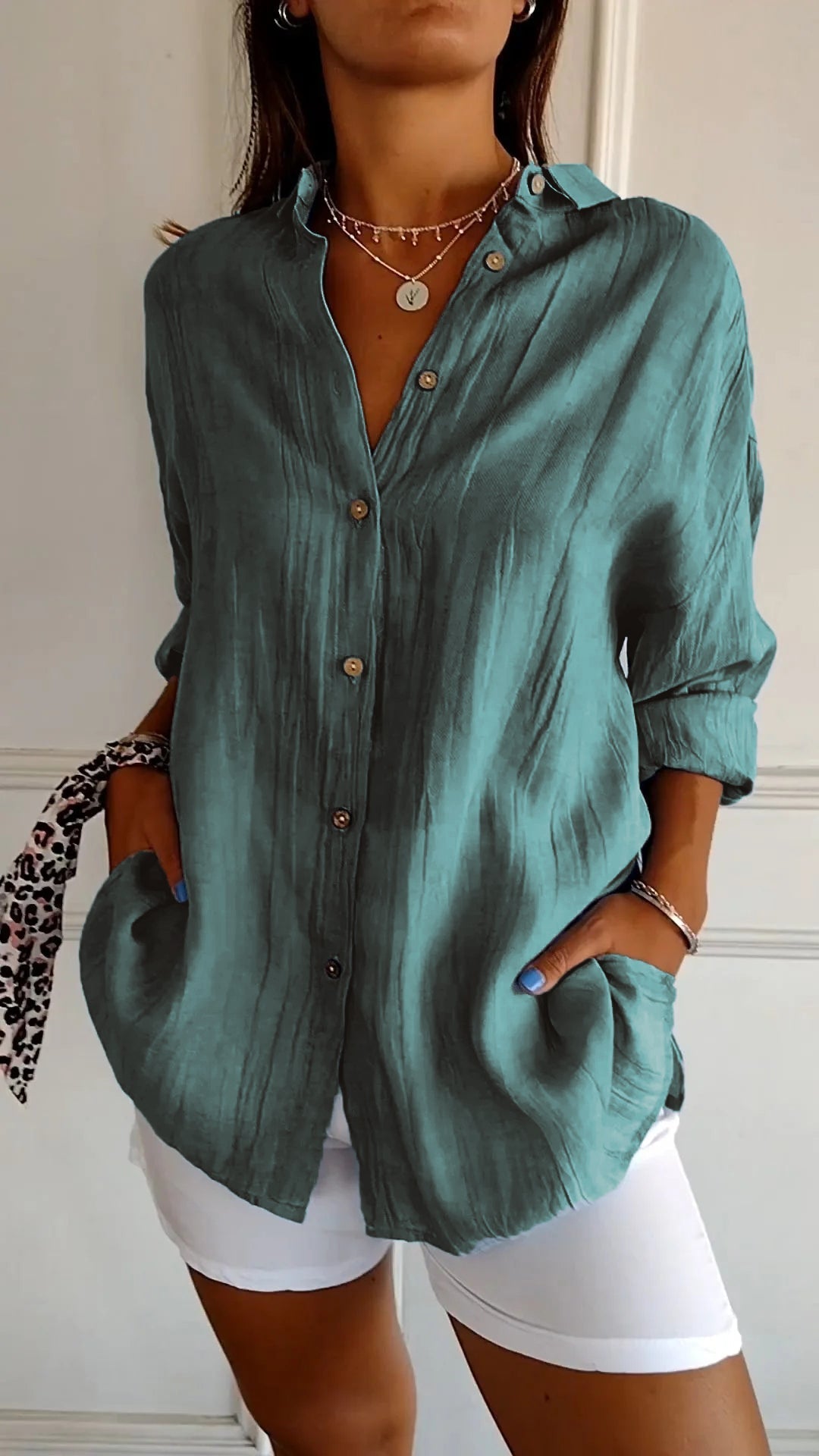 Payton Collection | Women's Shirt with Soft Crinkle Fabric | Relaxed Fit for Effortless Style