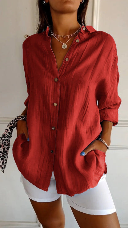 Payton Collection | Women's Shirt with Soft Crinkle Fabric | Relaxed Fit for Effortless Style