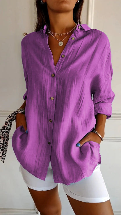 Payton Collection | Women's Shirt with Soft Crinkle Fabric | Relaxed Fit for Effortless Style