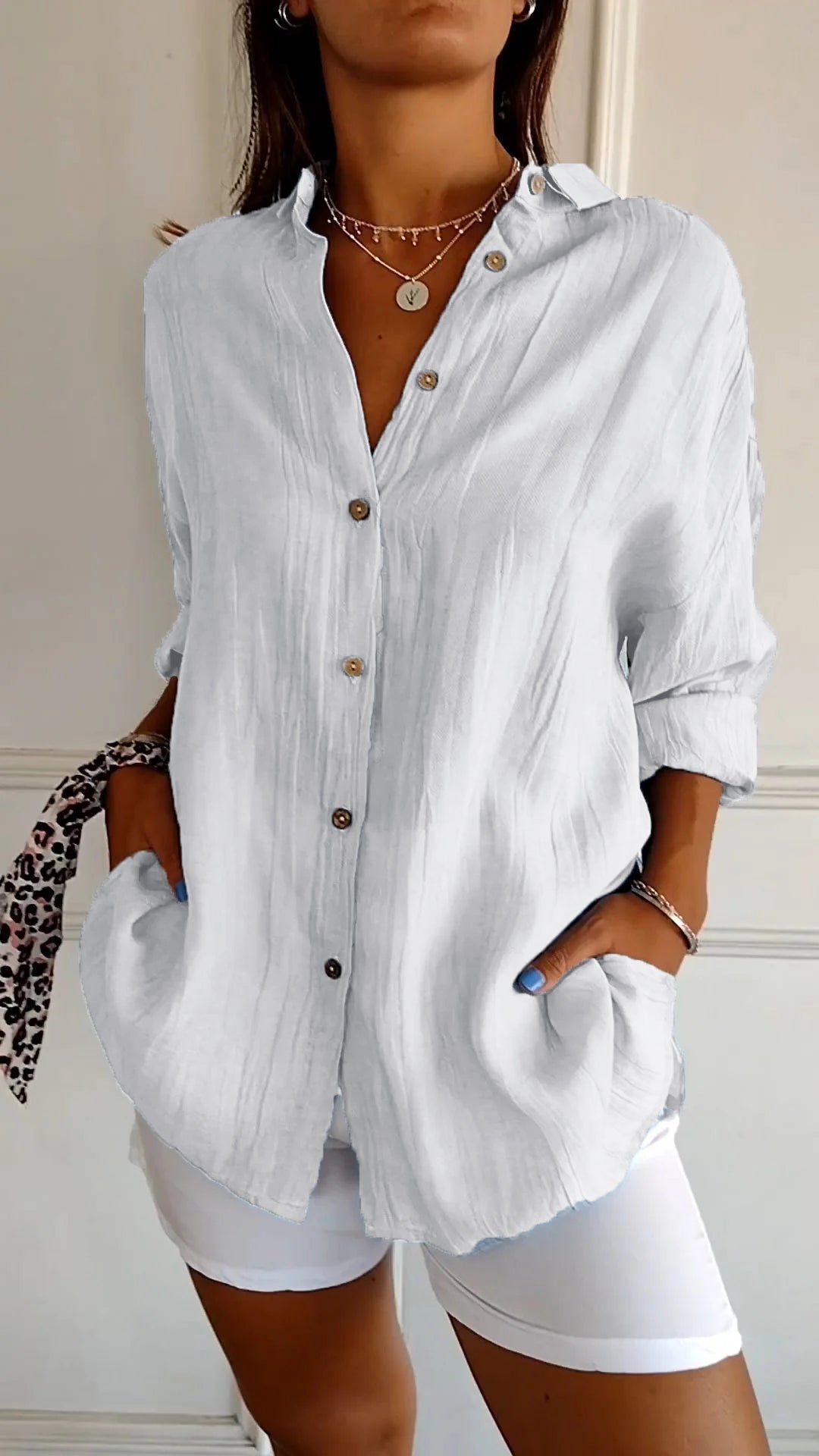 Payton Collection | Women's Shirt with Soft Crinkle Fabric | Relaxed Fit for Effortless Style