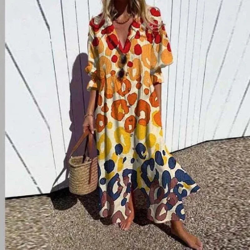 Poppy Collection | Women's Maxi Dress with Button-Down Front & Ruffled Cuffs | Effortless Summer Style for Any Occasion