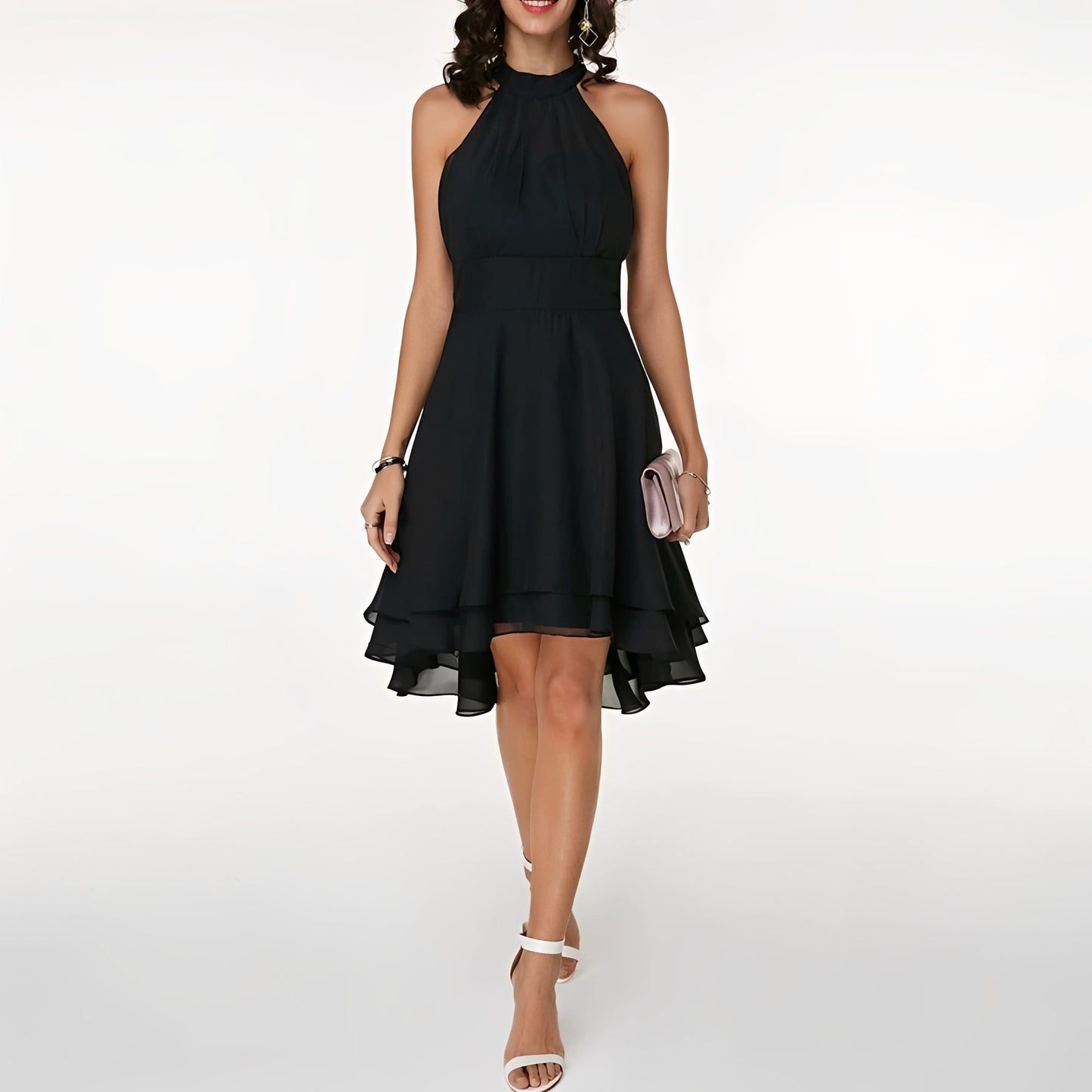 Rachel Collection | Women's Dress with Halterneck Design | Elegant Midi Dress for Weddings and Formal Events
