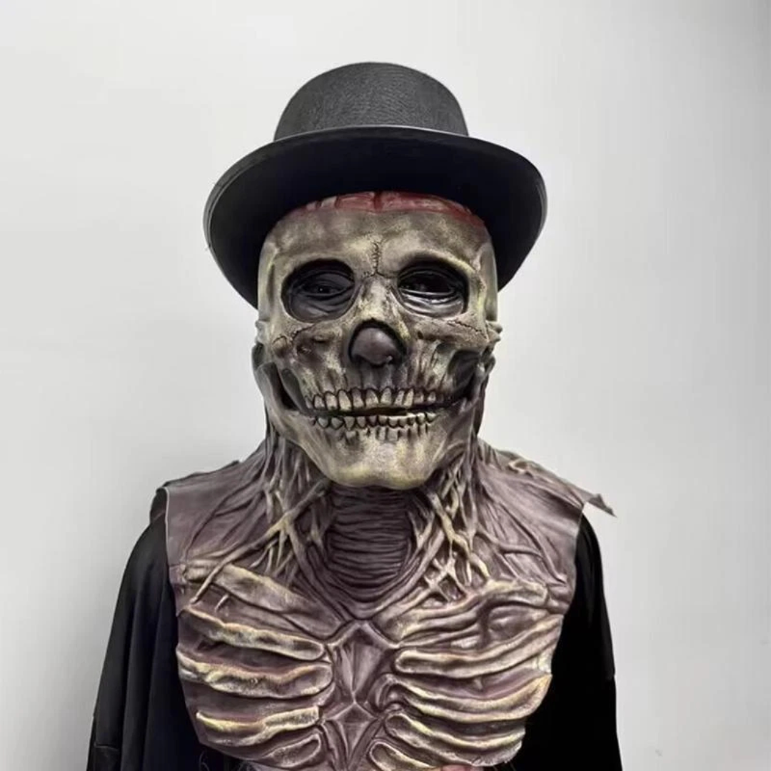 Skull Halloween Mask — Exposed Brain Detail Costume Face Cover 4