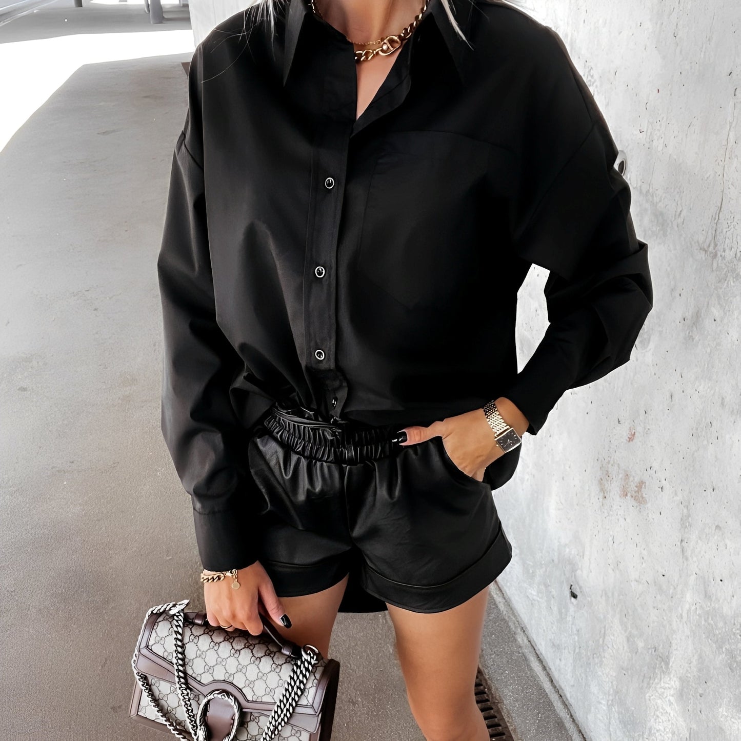 Riley Collection | Women's Blouse with Fluttering V-Neck | Long Sleeve Tops for Comfort and Versatile Style