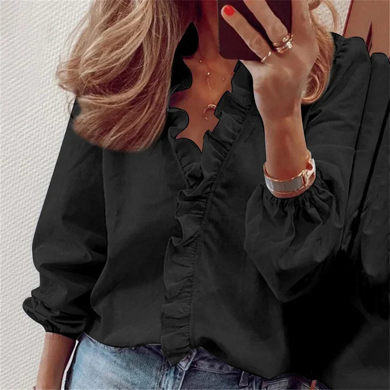 Enola™ Feminine Ruffle Blouse with Balloon Sleeves 4