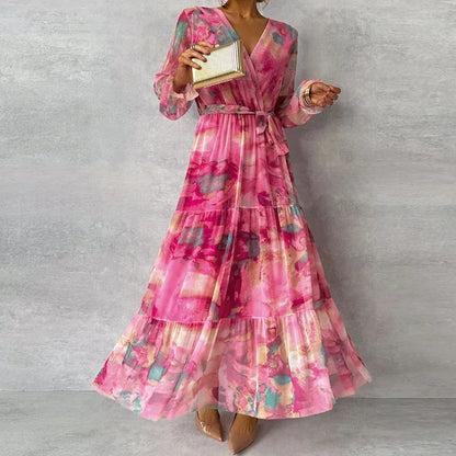 Floral Wrap Maxi Dress with V-Neck & Tiered Skirt 5