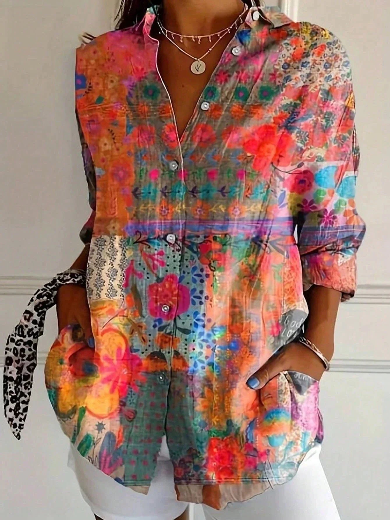 Colorful Print Blouse - Airy Fit Women's Top 2
