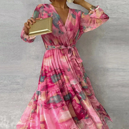Floral Wrap Maxi Dress with V-Neck & Tiered Skirt 2