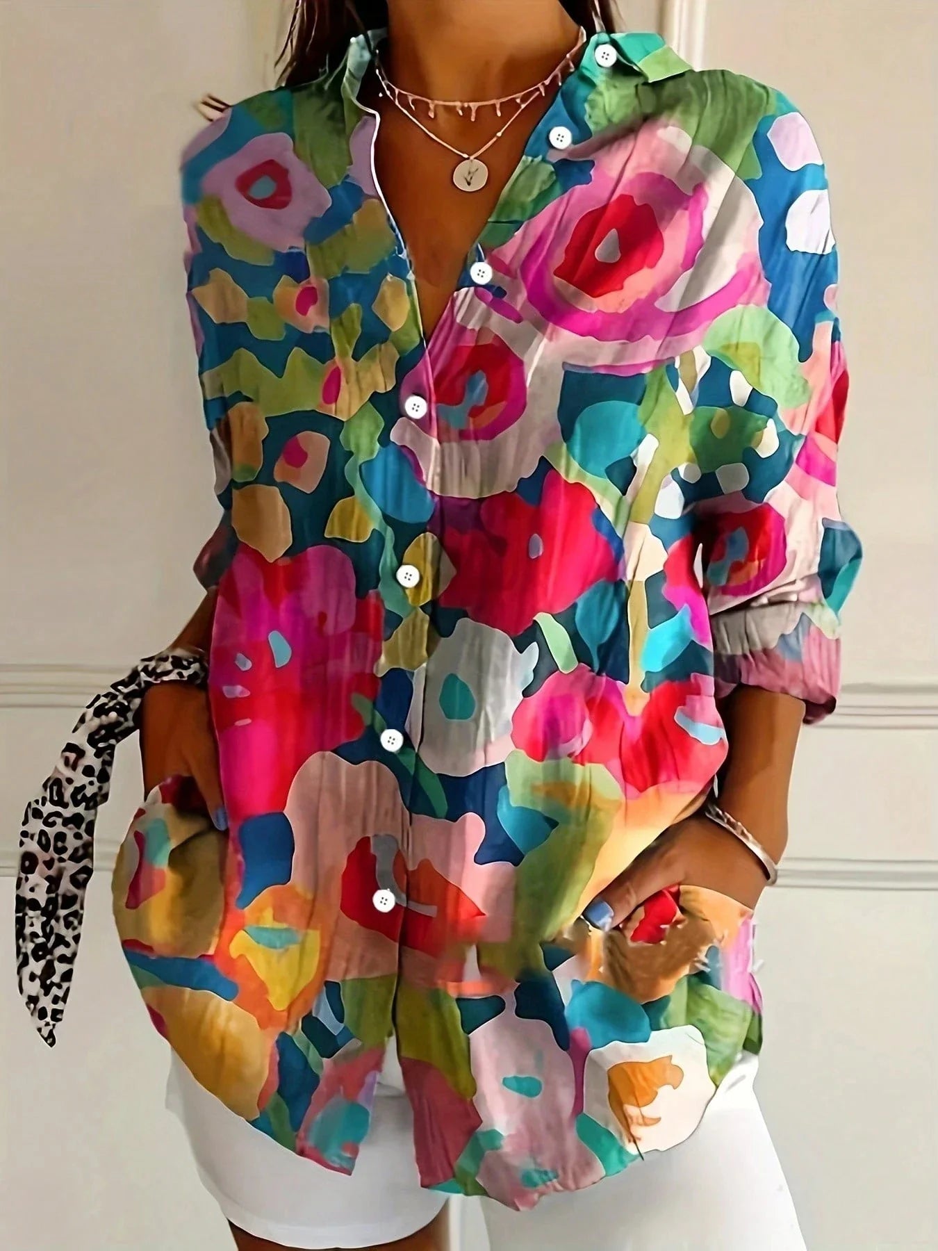 Colorful Print Blouse - Airy Fit Women's Top 5