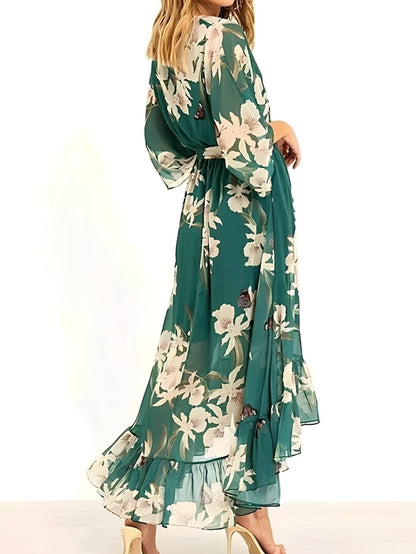Sandra Collection | Women's Floral Maxi Dress with V-Neck Design | Effortless Elegance for Summer Occasions