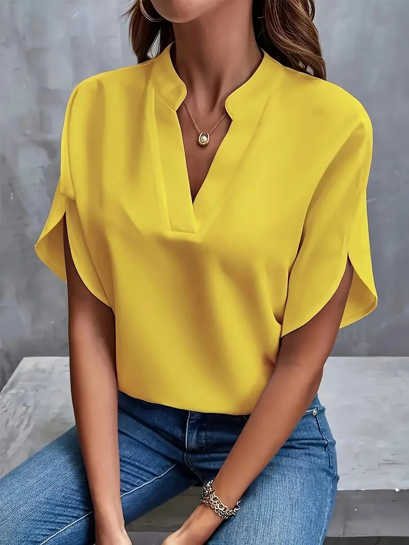 Thalia™ Sophisticated V-Neck Blouse with Cap Sleeves 3