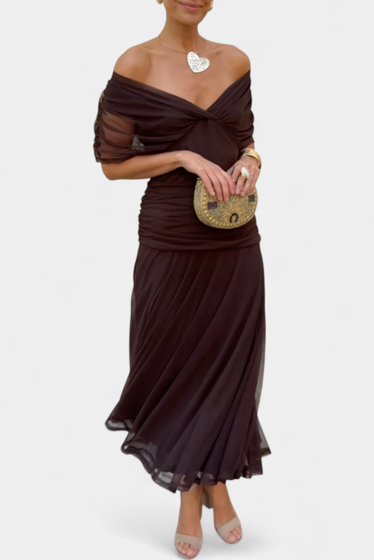 Eryzziah Elegant Floral Maxi Dress with V-Neckline & Pleated Waist 2