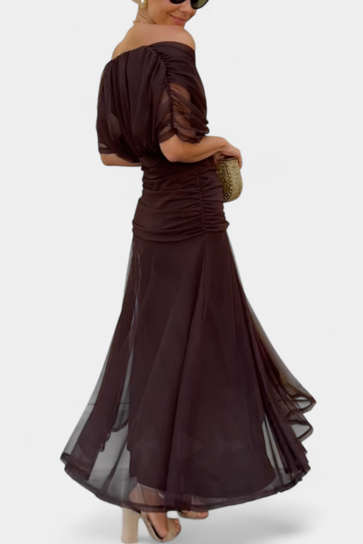 Eryzziah Elegant Floral Maxi Dress with V-Neckline & Pleated Waist 3