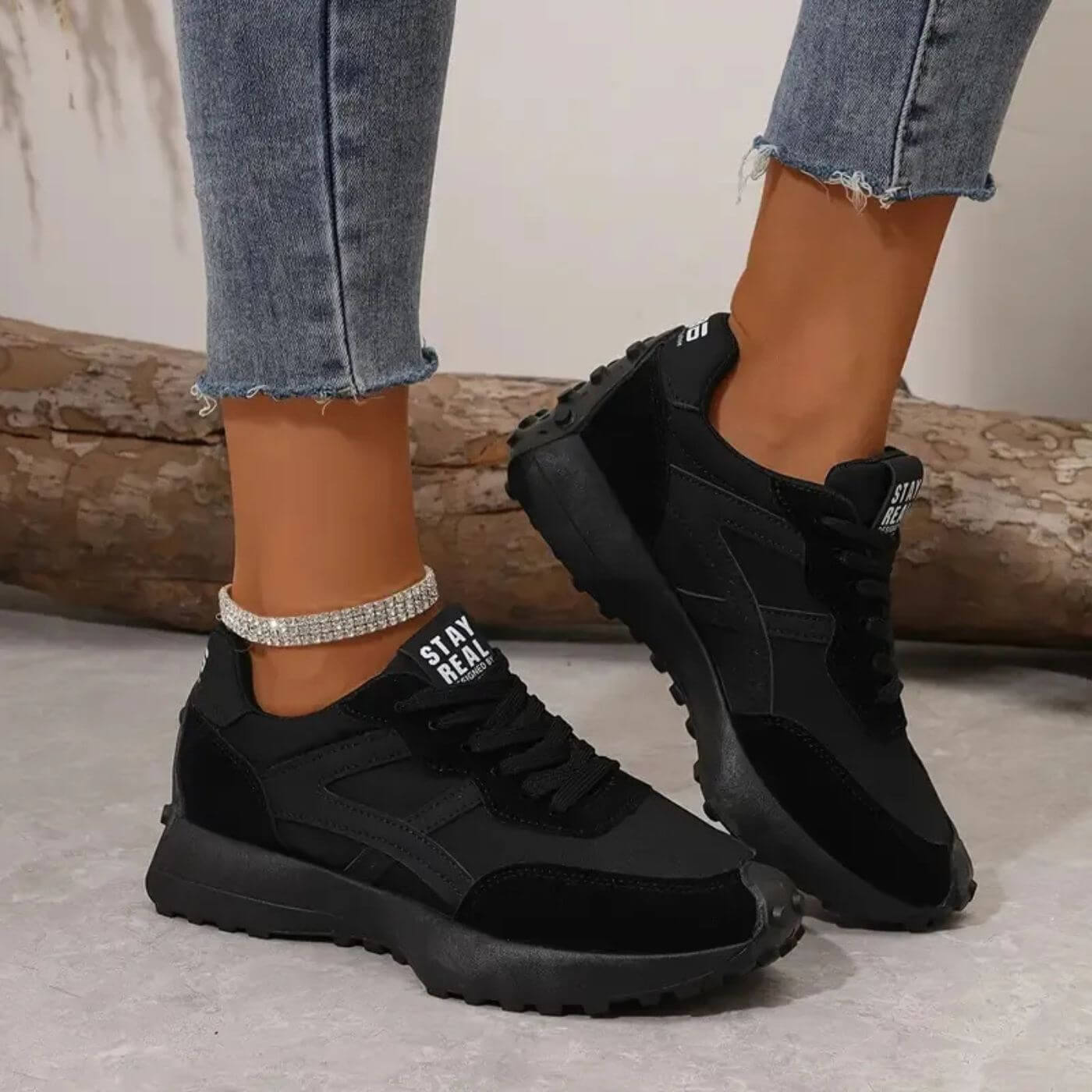 Women's Orthopedic Sneakers Panel Upper Lace-Up Low-Cut Design 2
