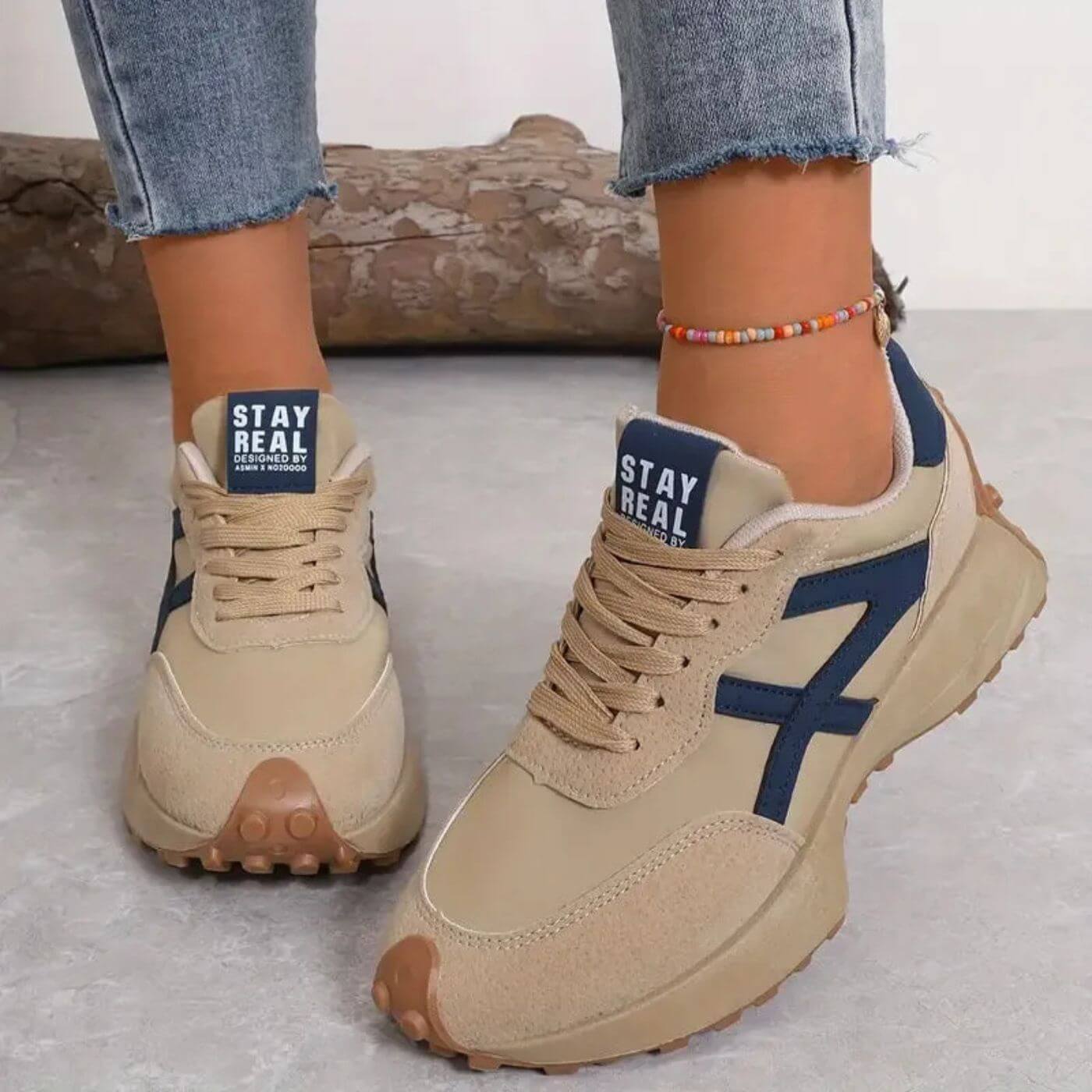Women's Orthopedic Sneakers Panel Upper Lace-Up Low-Cut Design 3