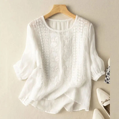 Sonia™ Floral Embroidered Relaxed Blouse for Women 1