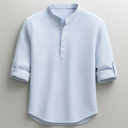 Signature Collection | Men's Shirt with Textured Weave & Rolled Sleeves | Comfortable Fit for All-Day Wear