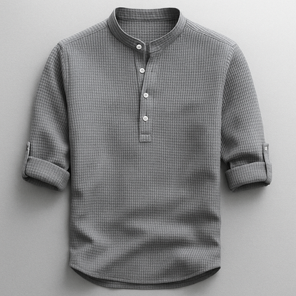 Signature Collection | Men's Shirt with Textured Weave & Rolled Sleeves | Comfortable Fit for All-Day Wear