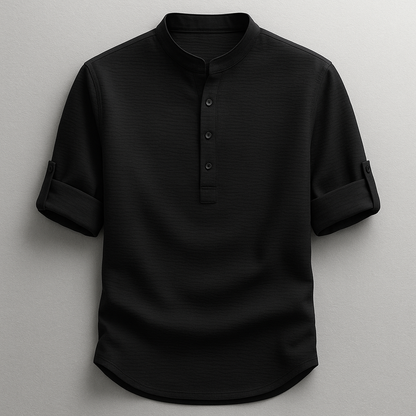 Signature Collection | Men's Shirt with Textured Weave & Rolled Sleeves | Comfortable Fit for All-Day Wear