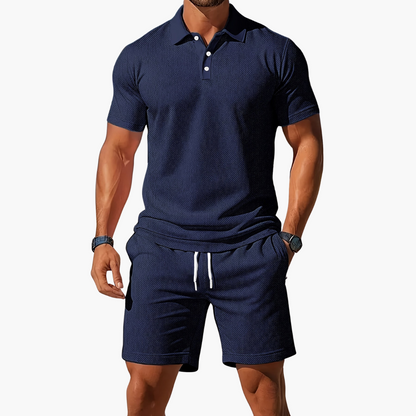 Stylish Men's Polo Shirts and Shorts Set with Drawstring Waist | Comfortable Summer Outfit for Effortless Style