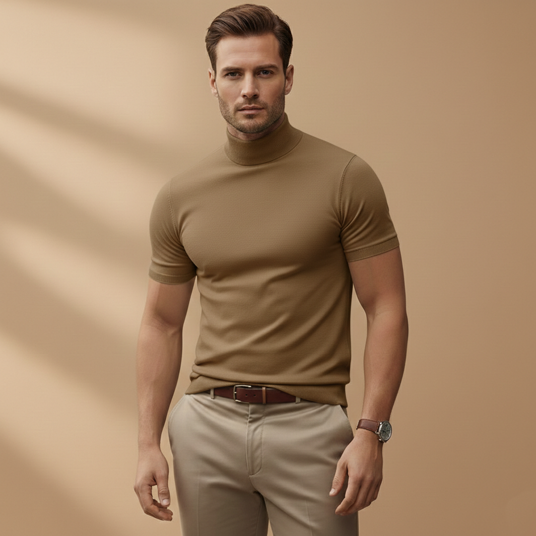 Stylish Men's T Shirt with Fitted Design & Turtleneck Collar | Versatile All-Season Wear