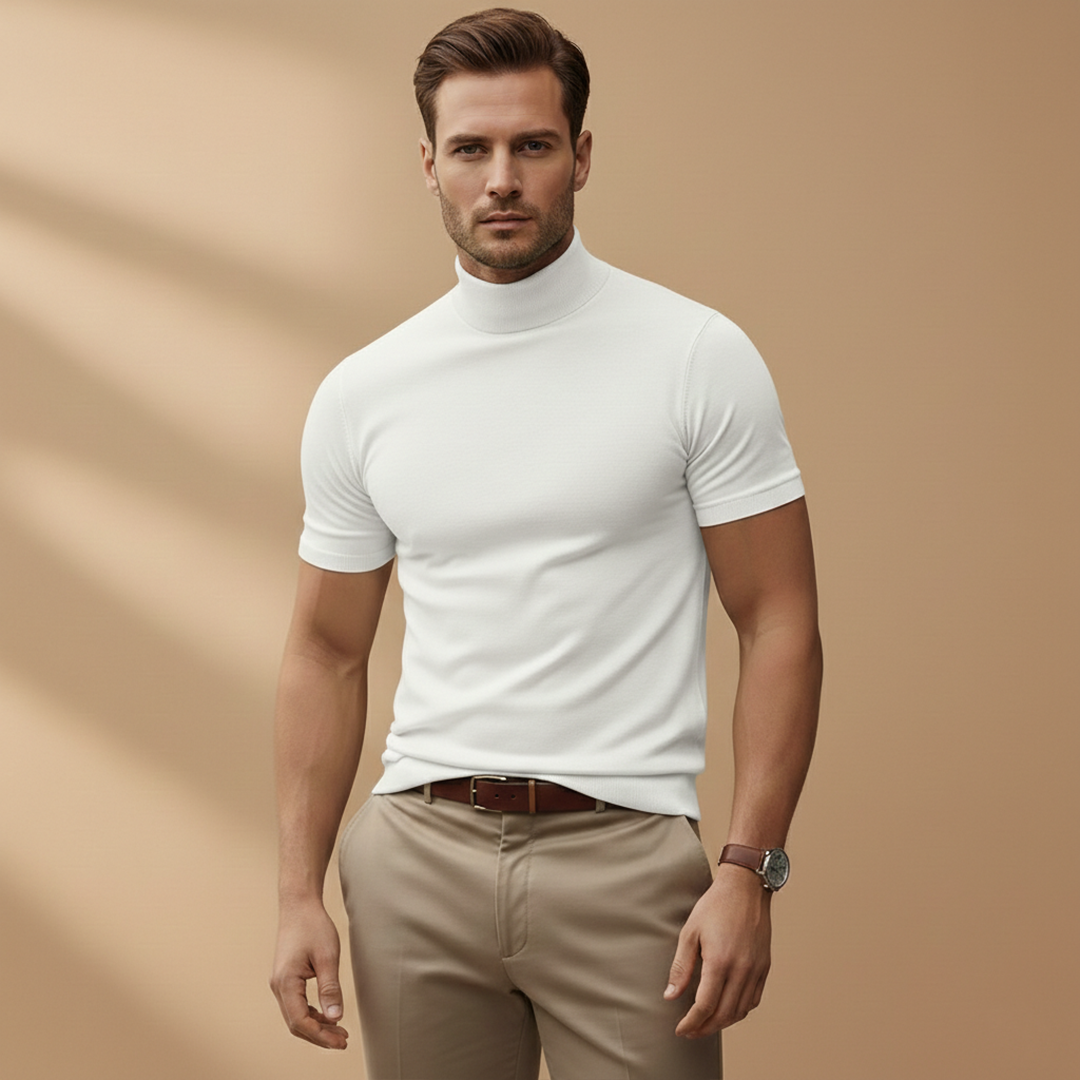 Stylish Men's T Shirt with Fitted Design & Turtleneck Collar | Versatile All-Season Wear
