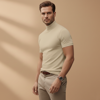 Stylish Men's T Shirt with Fitted Design & Turtleneck Collar | Versatile All-Season Wear