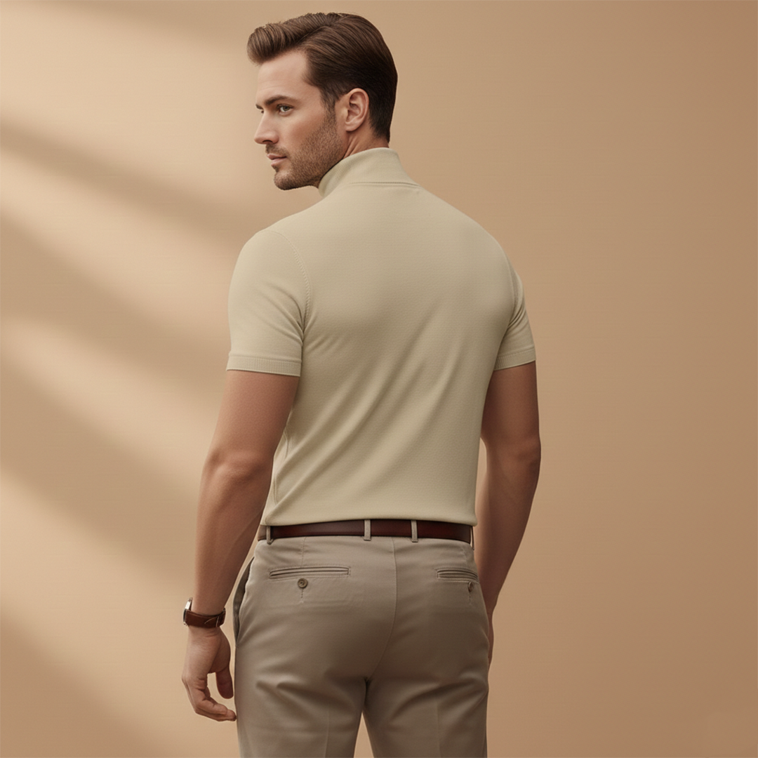 Stylish Men's T Shirt with Fitted Design & Turtleneck Collar | Versatile All-Season Wear