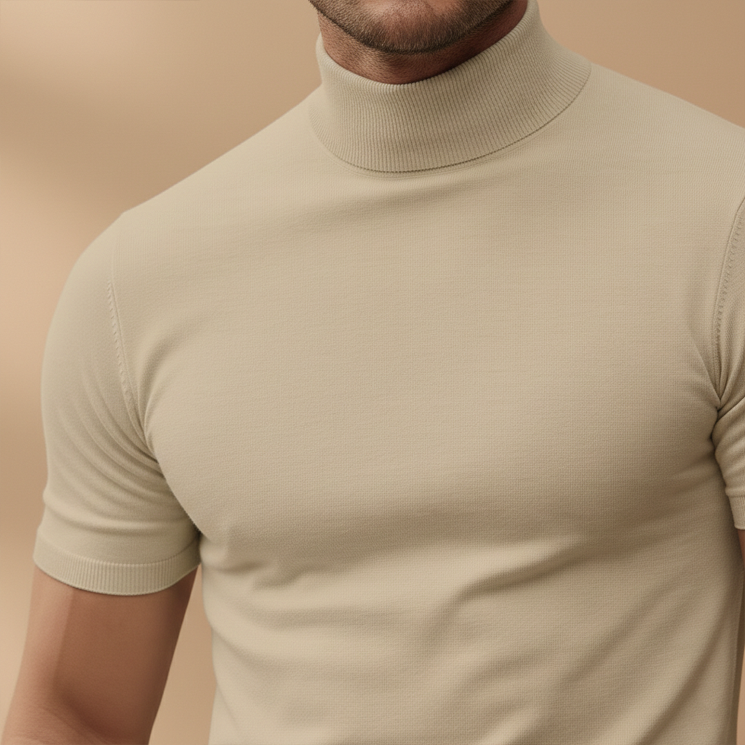Stylish Men's T Shirt with Fitted Design & Turtleneck Collar | Versatile All-Season Wear