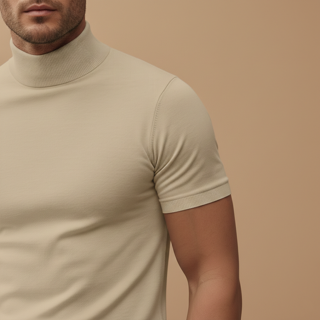 Stylish Men's T Shirt with Fitted Design & Turtleneck Collar | Versatile All-Season Wear