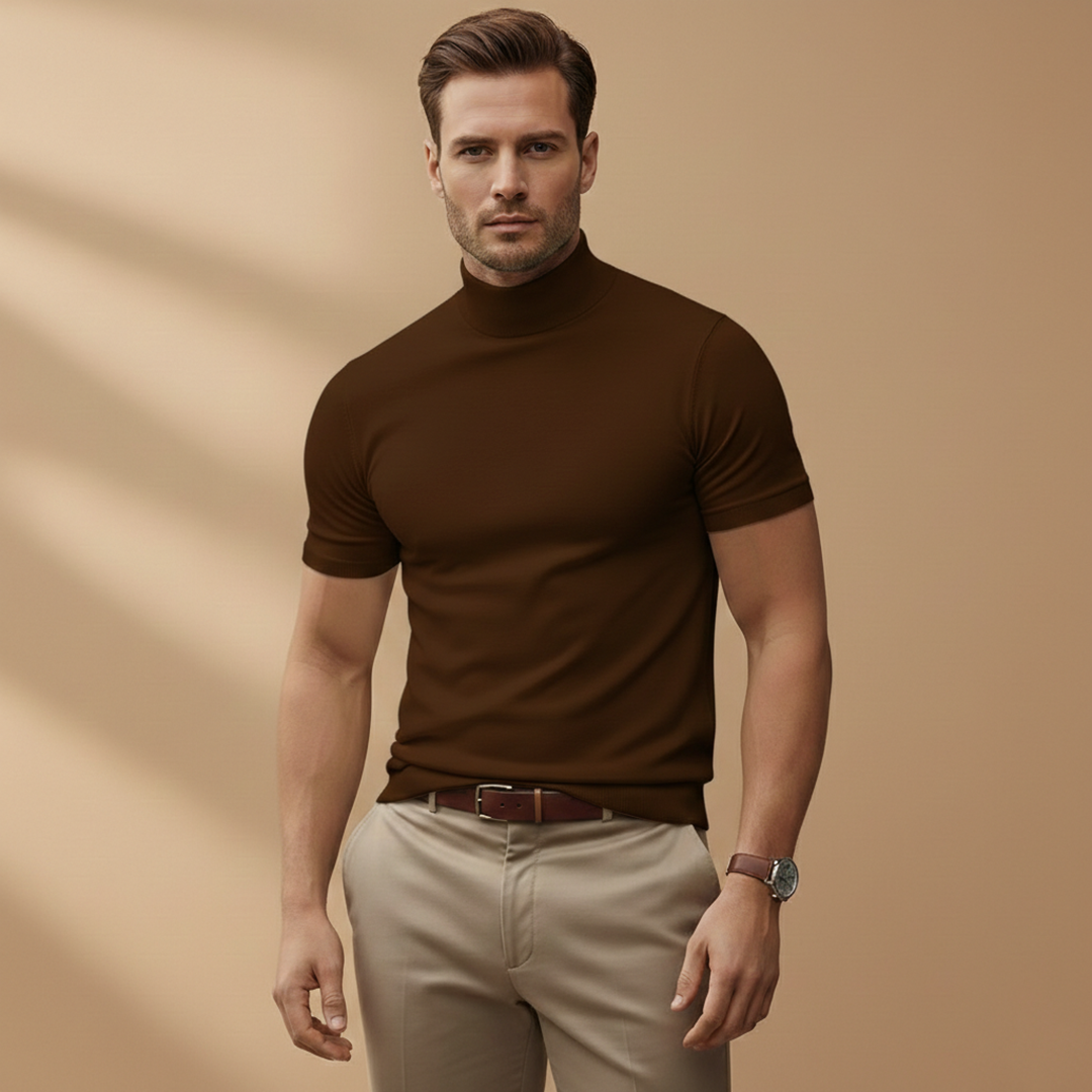 Stylish Men's T Shirt with Fitted Design & Turtleneck Collar | Versatile All-Season Wear