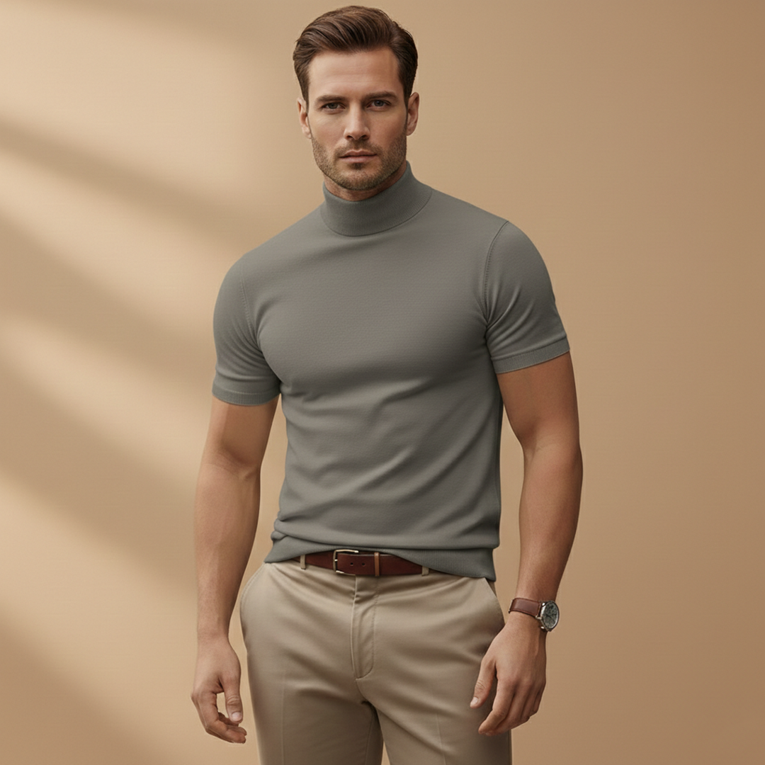 Stylish Men's T Shirt with Fitted Design & Turtleneck Collar | Versatile All-Season Wear