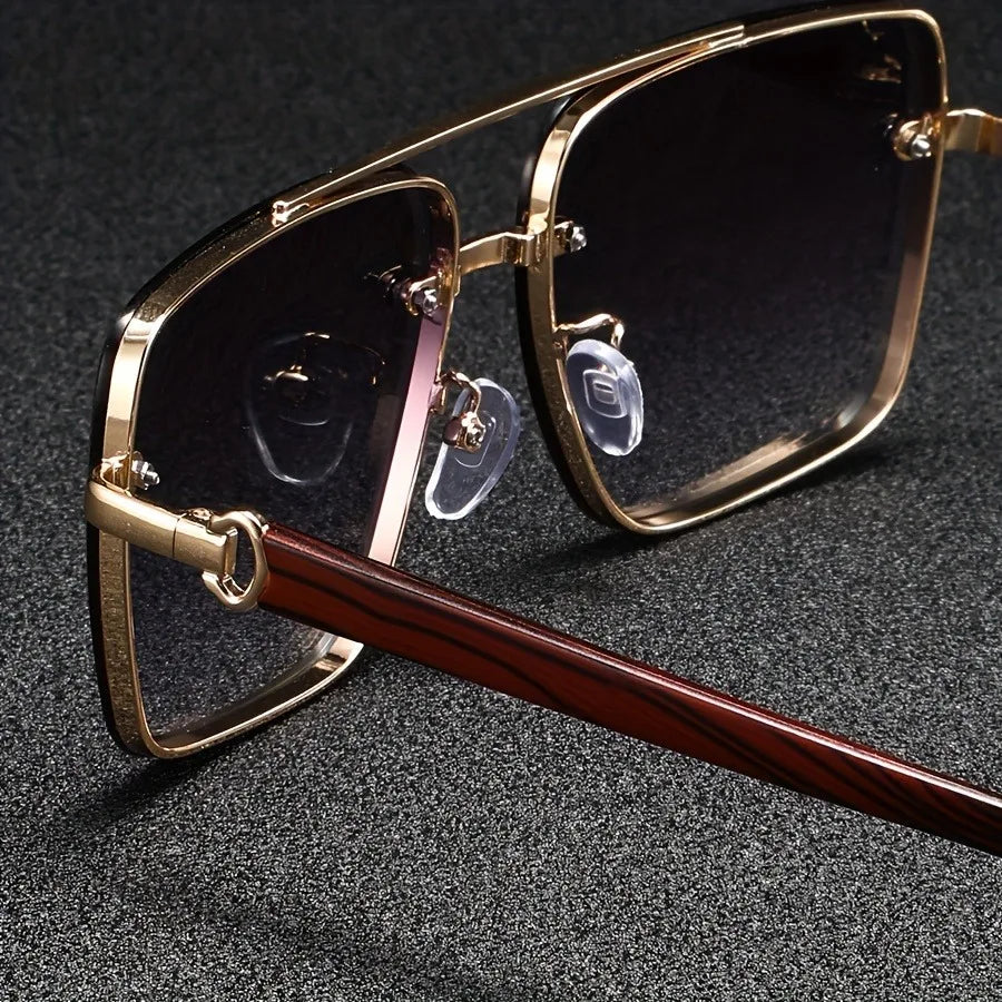 Stylish Metal Sunglasses with Vintage Wooden Arms | UV Protection & Anti-Glare Lenses for Ultimate Eye Comfort