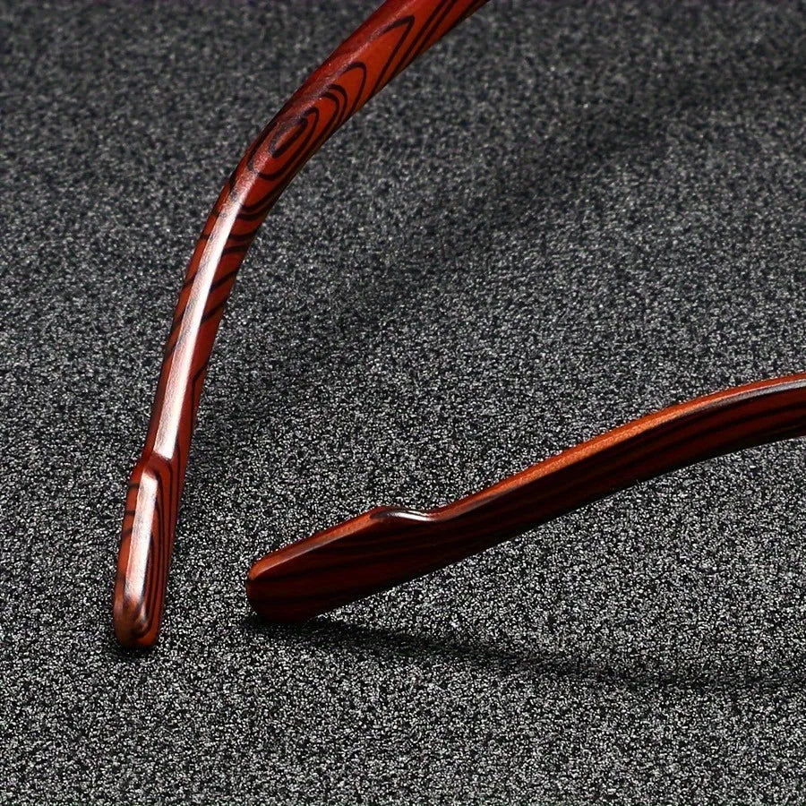 Stylish Metal Sunglasses with Vintage Wooden Arms | UV Protection & Anti-Glare Lenses for Ultimate Eye Comfort