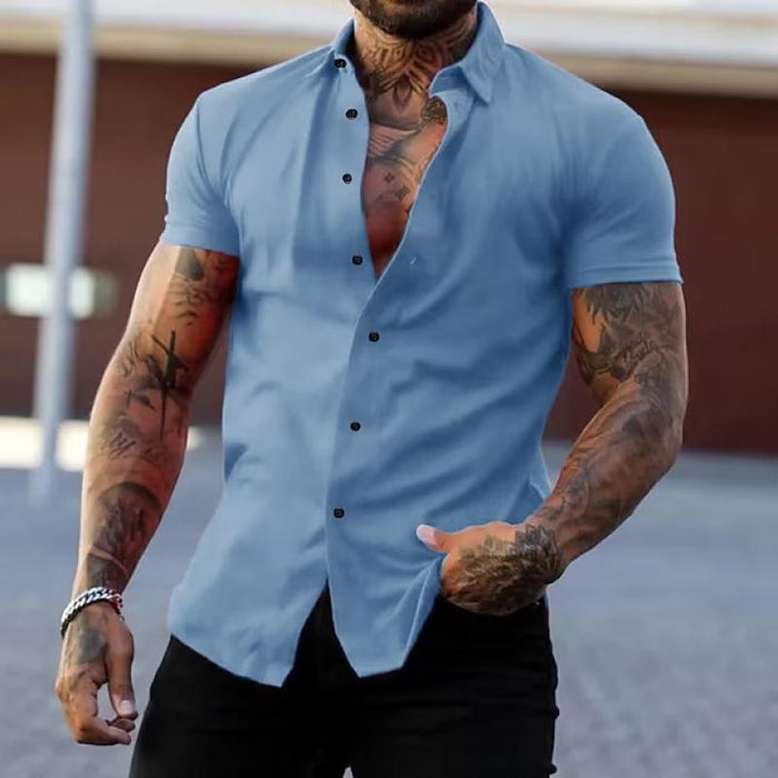 Tailored Muscle Fit Shirt | Men's Shirt with Breathable Short Sleeves | Stylish Design for Active Comfort