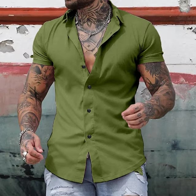 Tailored Muscle Fit Shirt | Men's Shirt with Breathable Short Sleeves | Stylish Design for Active Comfort