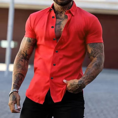Tailored Muscle Fit Shirt | Men's Shirt with Breathable Short Sleeves | Stylish Design for Active Comfort