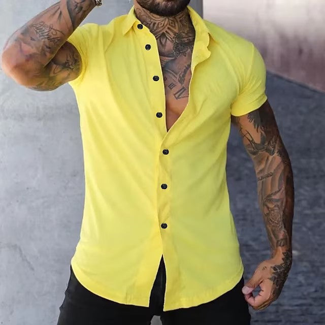 Tailored Muscle Fit Shirt | Men's Shirt with Breathable Short Sleeves | Stylish Design for Active Comfort