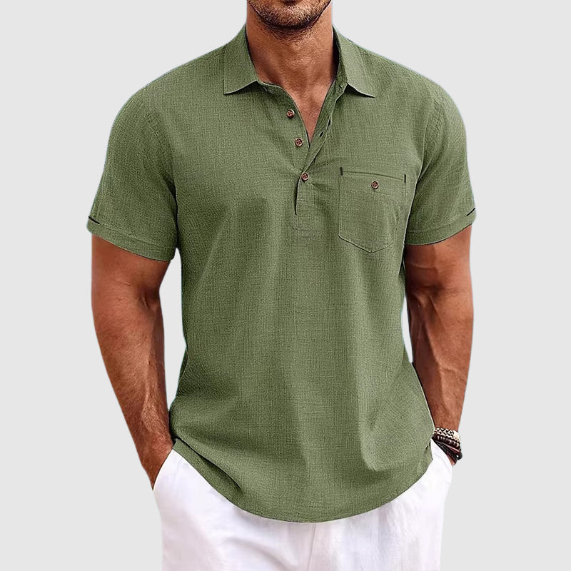 Theodore Willow | Men's Polo Shirt with Breathable Linen Fabric | Casual Comfort for Summer Style