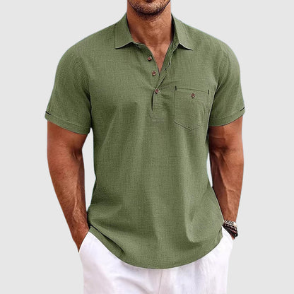 Theodore Willow | Men's Polo Shirt with Breathable Linen Fabric | Casual Comfort for Summer Style