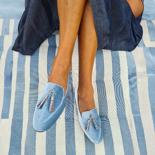 Elegant Women's Slippers with Silver Tassels | Chic Slip-On Design for Stylish Comfort