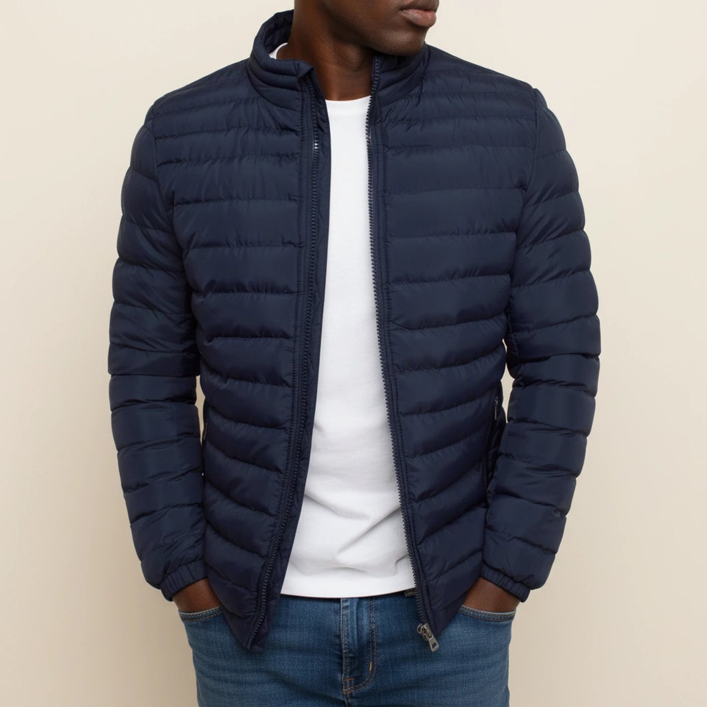 Urban Style | Men's Lightweight Puffer Jacket with Zip-Up Closure | Modern Slim Fit for All-Season Versatility