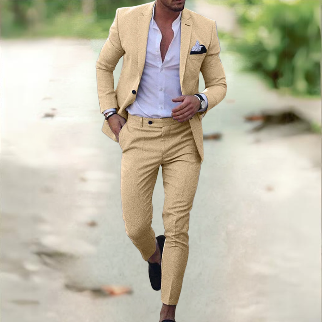Viktor | Men's Linen Suit Set with Tailored Fit | Stylish Jacket & Pants for Professional Elegance