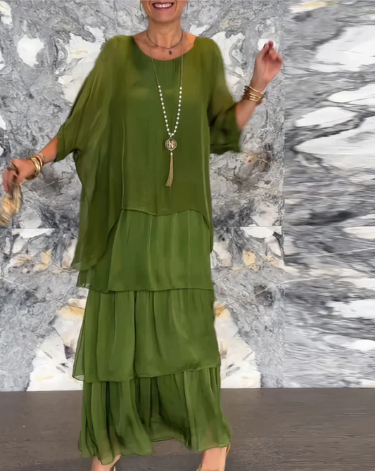 Virelle Modern | Long Sleeve Maxi Dress with Flowing Silhouette | Elegant Design for Effortless Style