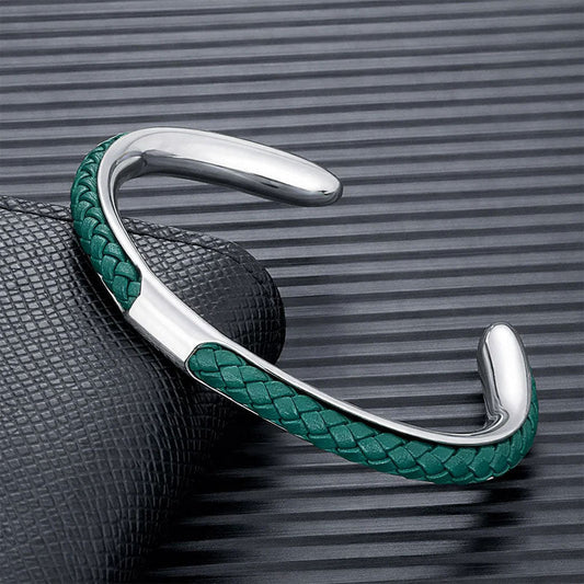 Woven Cord Men's Bracelet with Stainless Steel Frame | Stylish Accessory for Everyday Wear