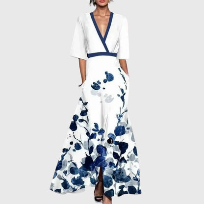 Candice Elegant Spring Floral Dress with Waist Belt 1