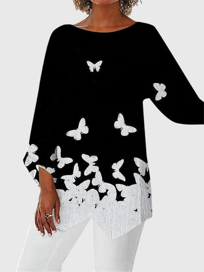 Women's Chic Printed Crew Neck Top — Relaxed Everyday Fit 5