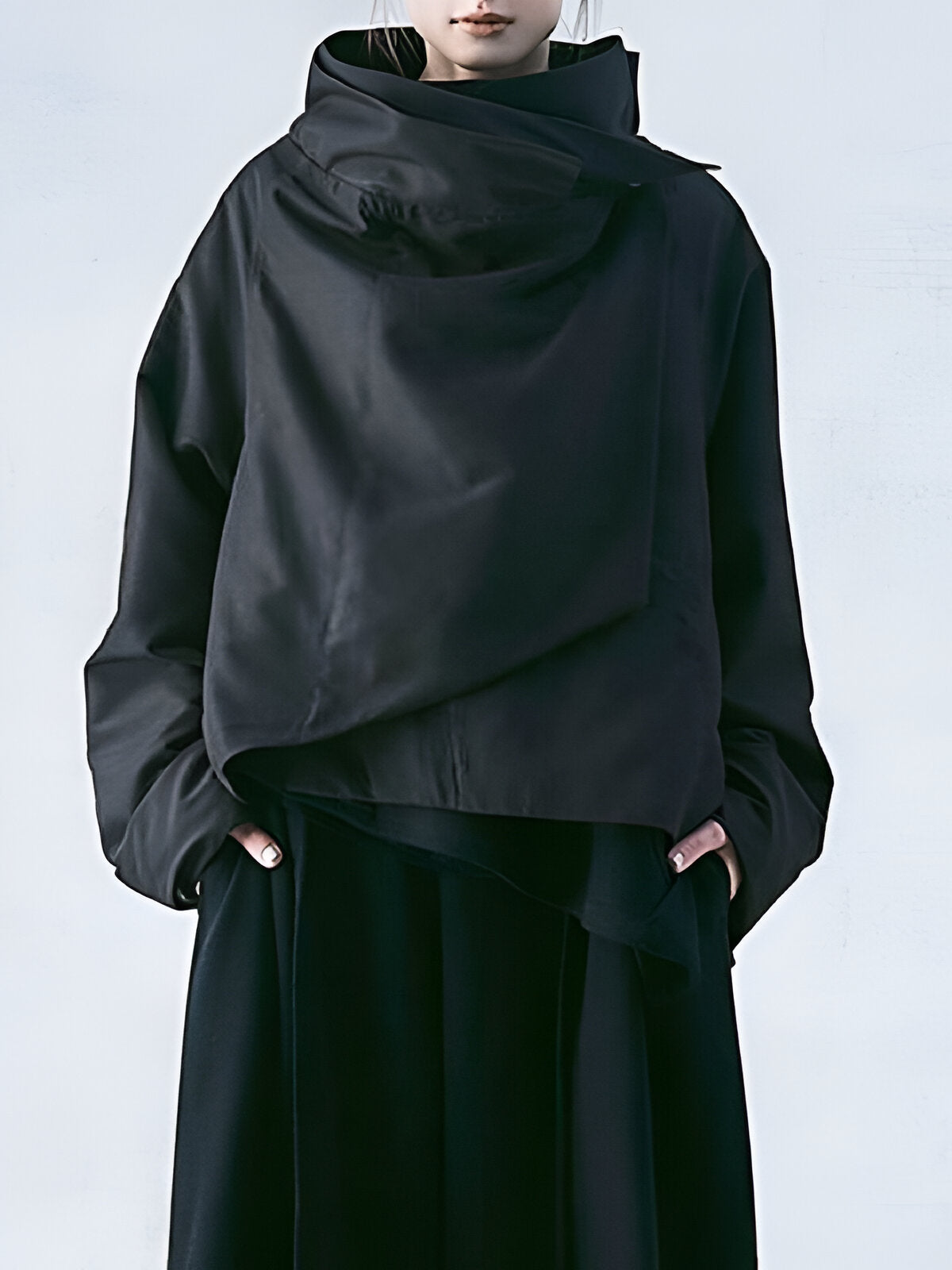 Women's Minimalist Stand-Collar Long Coat — Elegant Outerwear 1